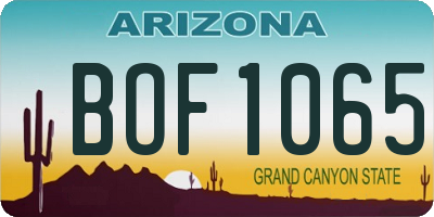 AZ license plate BOF1065