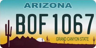 AZ license plate BOF1067