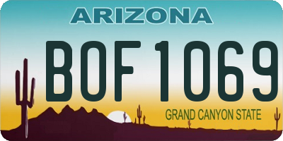 AZ license plate BOF1069