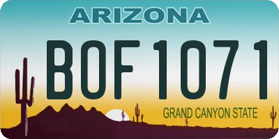 AZ license plate BOF1071