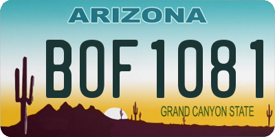 AZ license plate BOF1081