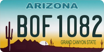 AZ license plate BOF1082