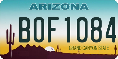 AZ license plate BOF1084