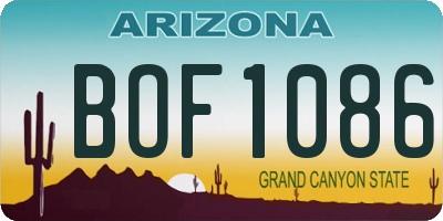 AZ license plate BOF1086