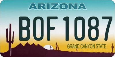 AZ license plate BOF1087