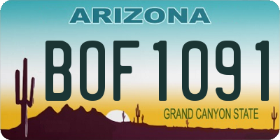 AZ license plate BOF1091