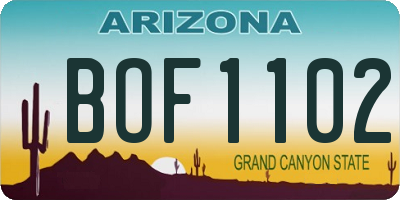 AZ license plate BOF1102
