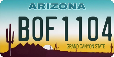 AZ license plate BOF1104