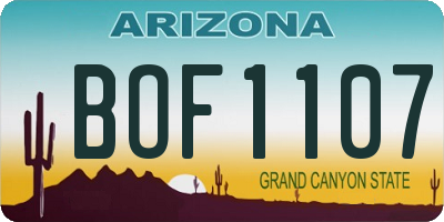 AZ license plate BOF1107