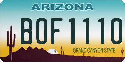 AZ license plate BOF1110