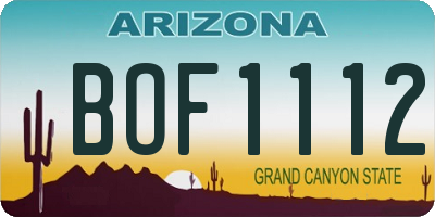 AZ license plate BOF1112