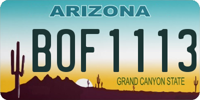 AZ license plate BOF1113