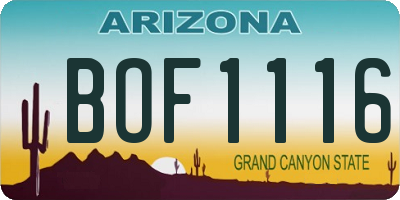 AZ license plate BOF1116