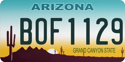 AZ license plate BOF1129