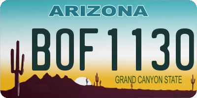 AZ license plate BOF1130