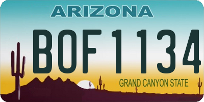AZ license plate BOF1134