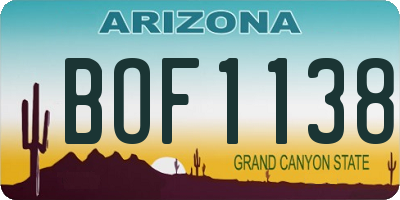 AZ license plate BOF1138