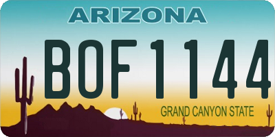 AZ license plate BOF1144