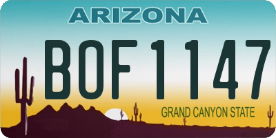 AZ license plate BOF1147