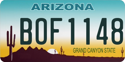 AZ license plate BOF1148