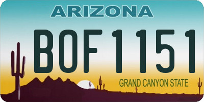 AZ license plate BOF1151