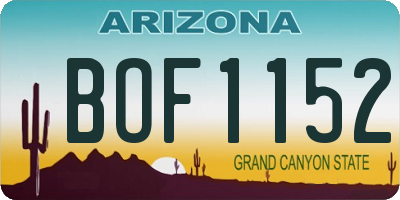 AZ license plate BOF1152