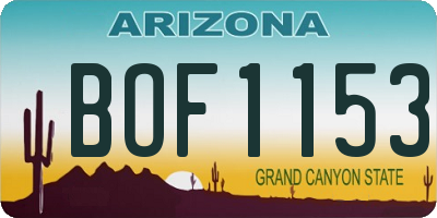 AZ license plate BOF1153