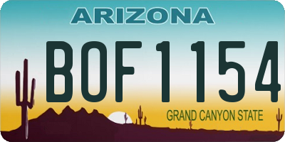 AZ license plate BOF1154