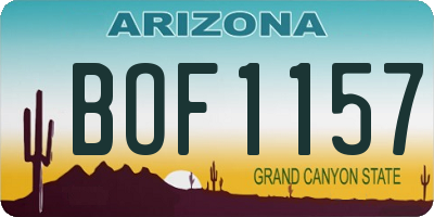 AZ license plate BOF1157