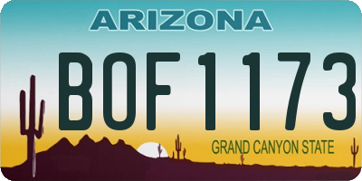 AZ license plate BOF1173