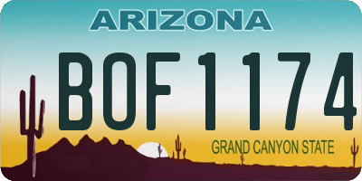 AZ license plate BOF1174