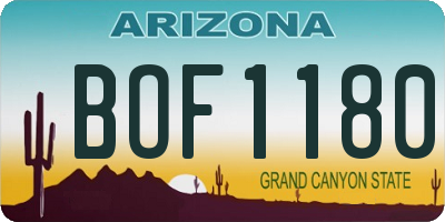 AZ license plate BOF1180