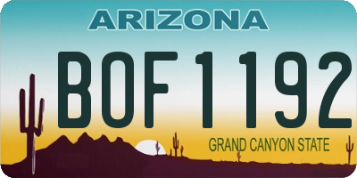 AZ license plate BOF1192