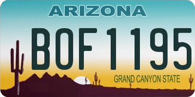 AZ license plate BOF1195