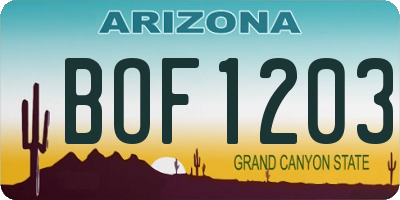 AZ license plate BOF1203