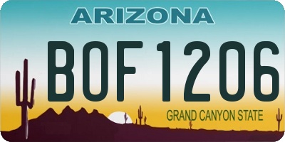 AZ license plate BOF1206