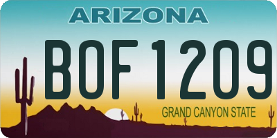 AZ license plate BOF1209