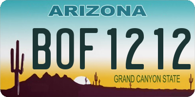 AZ license plate BOF1212