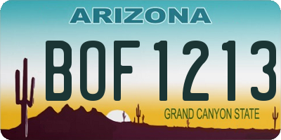 AZ license plate BOF1213