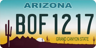AZ license plate BOF1217