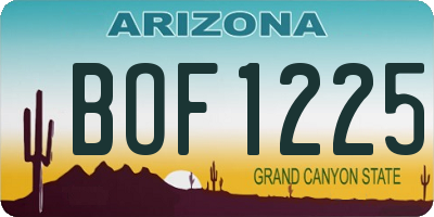 AZ license plate BOF1225