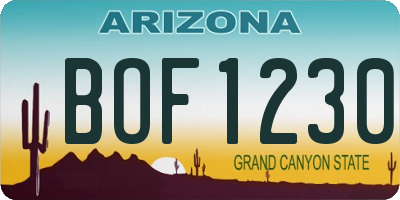 AZ license plate BOF1230