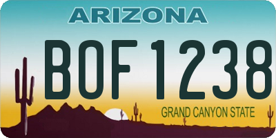 AZ license plate BOF1238