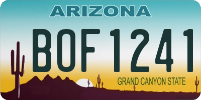 AZ license plate BOF1241