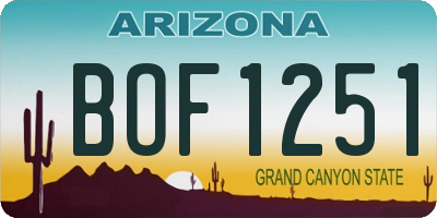 AZ license plate BOF1251