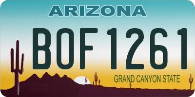 AZ license plate BOF1261