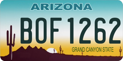 AZ license plate BOF1262