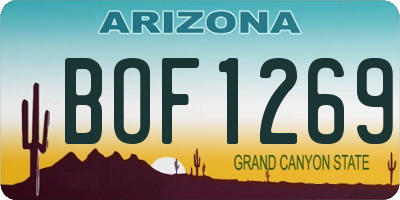 AZ license plate BOF1269