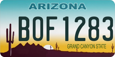 AZ license plate BOF1283