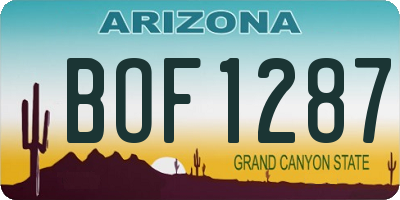 AZ license plate BOF1287